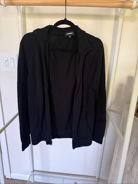 Express Black Full-Zip Hooded Sweater